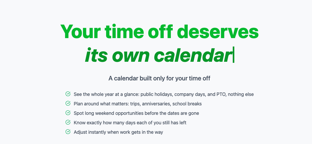 TimeOffCalendar: Plan Your Time Off Together